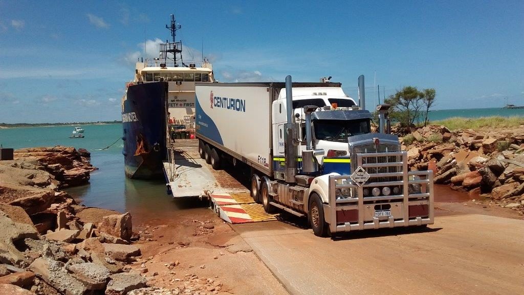 Centurion freight unloaded from the barge in Broome