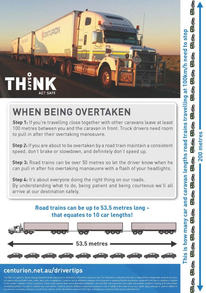 Driver Tips for road safety for grey nomads and tourists around road trains